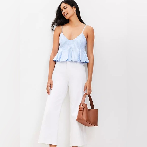 Loft Striped Poplin Pleated Flare Cami - Picture 2 of 6